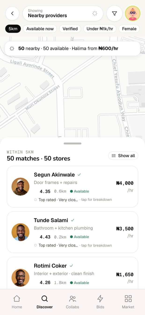 Picking a pro on the live map